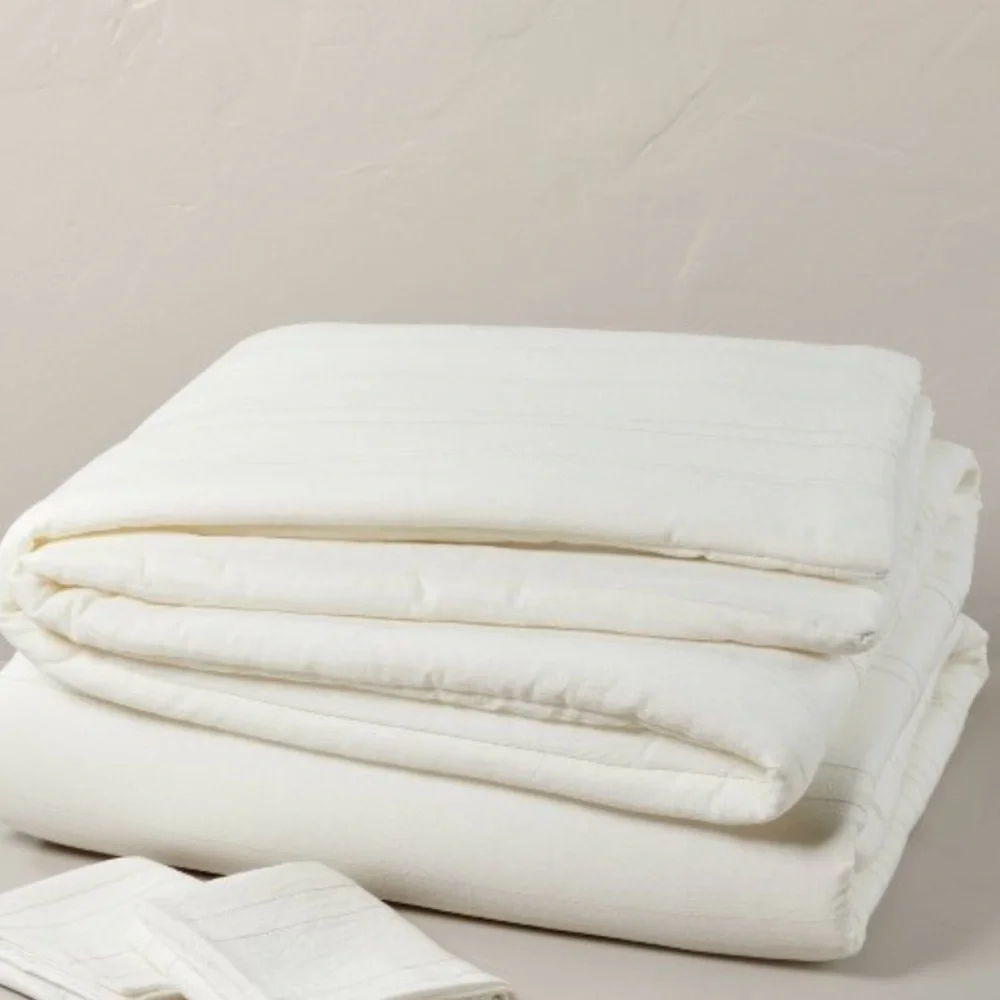 HEARTH & HAND NEW fine stripe duvet -twilight taupe/sour cream -NO SHAMS -f/q